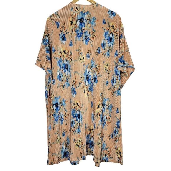 Frumos Women's Made in USA Open Long Kimono Floral Pattern Pleated Texture Sz 2x - Picture 7 of 14